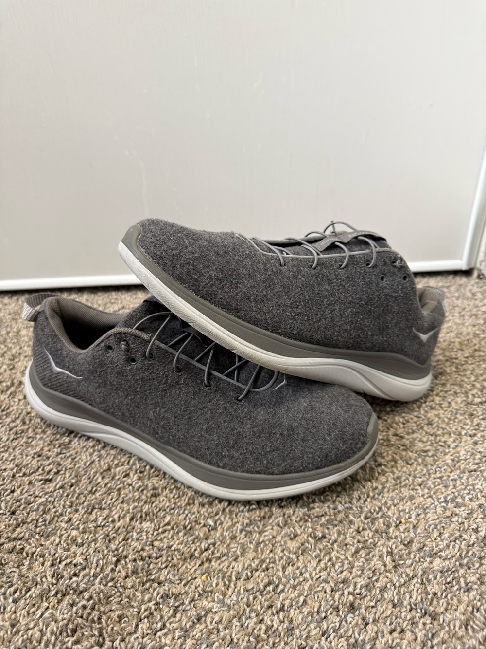 Hoka One One hupana Charcoal Gray Wool-Textured Sneakers